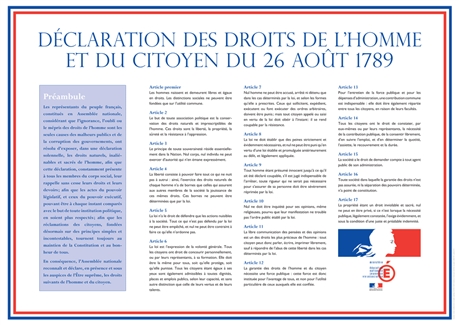 La plaque Déclaration Universelle des Droits de l'Homme et du Citoyen, en  PLEXI ou PVC.