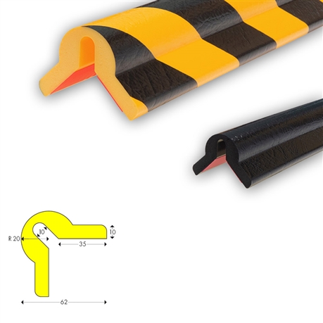 Protection verticale souple jaune pour angle et coin dangereux 