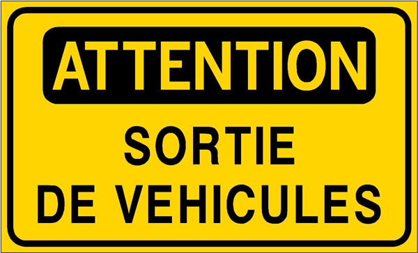 Panneaux A3/A4 - Danger : Sortie de véhicules