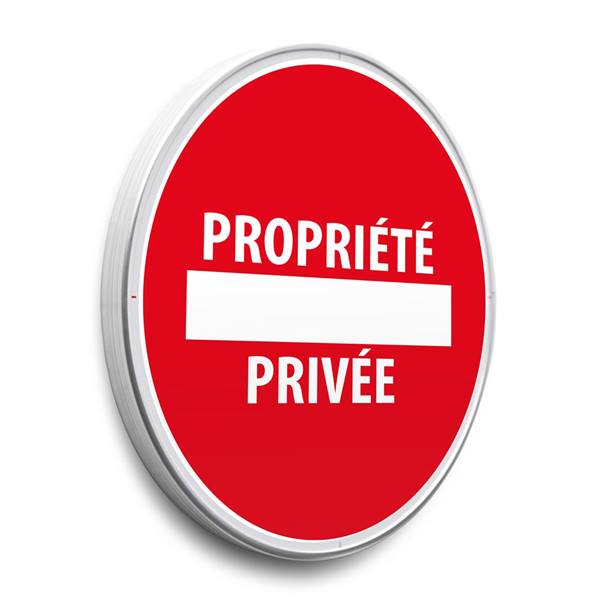 Goodvia Panneau Propriété Privée Metal Réfléchissant Rond Diamètre