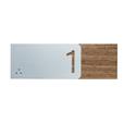 Numéro relief et braille - Gamme Wood® Dimension H 50 x L 148.5 mm Matière Alu & Noyer