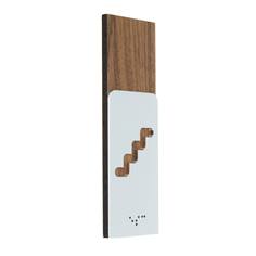 Plaque Bois et Alu avec Picto Escaliers - Gamme Wood® Dimension H 150 x L 50 mm