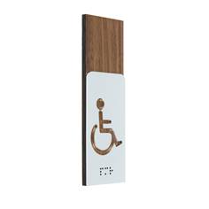 Picto Handicapé Bois de noyer & Alu - Gamme Wood® Dimension H 148.5 x L 50 mm