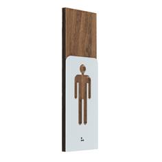 Picto Homme Bois de noyer et Alu - Gamme Wood® Dimension H 148.5 x L 50 mm